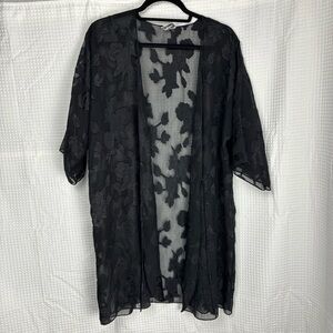Jaclyn Smith Intimates Black Rose Vixen Y2K Lace Robe Delicate Strong Fem M L
